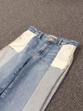 Garage Reworked Upcycled Inside-Out Wide Leg Jeans - Tailored Waist 15"